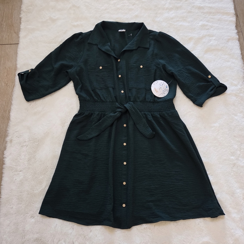Naif Green Belted Dress Size 2X - Picture 4 of 9